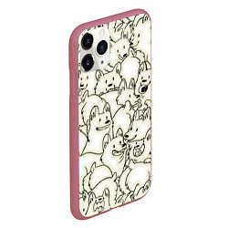 Чехол iPhone 11 Pro матовый Корги ЧБ, цвет: 3D-малиновый — фото 2