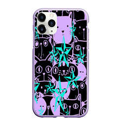 Чехол iPhone 11 Pro матовый КИСЫ, цвет: 3D-светло-сиреневый