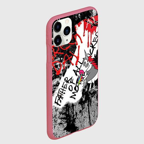 Чехол iPhone 11 Pro матовый Green Day - Father of All MF / 3D-Малиновый – фото 2