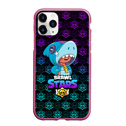 Чехол iPhone 11 Pro матовый Brawl stars leon shark, цвет: 3D-малиновый