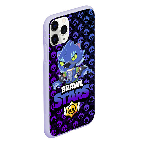 Чехол iPhone 11 Pro матовый Brawl stars leon оборотень / 3D-Светло-сиреневый – фото 2