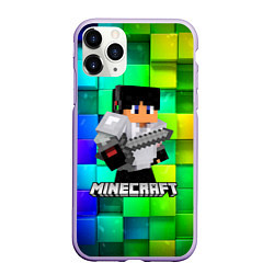 Чехол iPhone 11 Pro матовый Minecraft Майнкрафт, цвет: 3D-светло-сиреневый