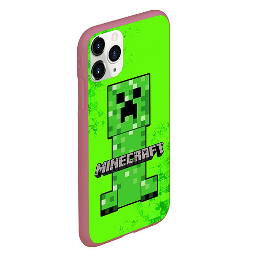 Чехол iPhone 11 Pro матовый MINECRAFT / 3D-Малиновый – фото 2