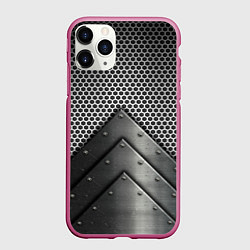 Чехол iPhone 11 Pro матовый Броня металлическая, цвет: 3D-малиновый