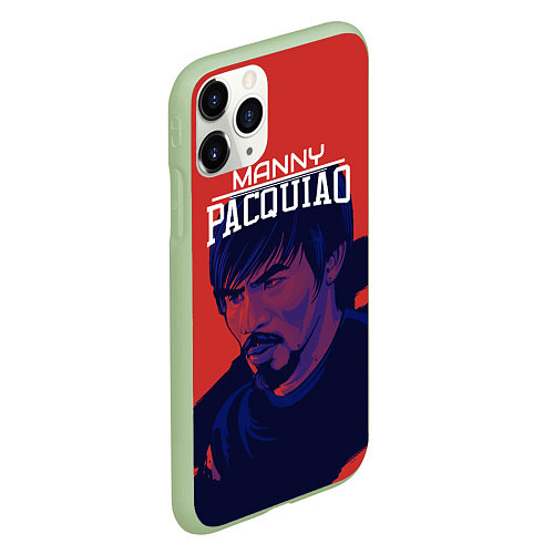 Чехол iPhone 11 Pro матовый Manny Pacquiao / 3D-Салатовый – фото 2