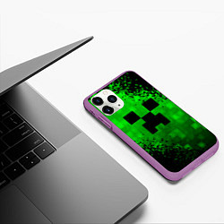 Чехол iPhone 11 Pro матовый MINECRAFT, цвет: 3D-фиолетовый — фото 2