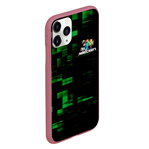 Чехол iPhone 11 Pro матовый MINECRAFT / 3D-Малиновый – фото 2