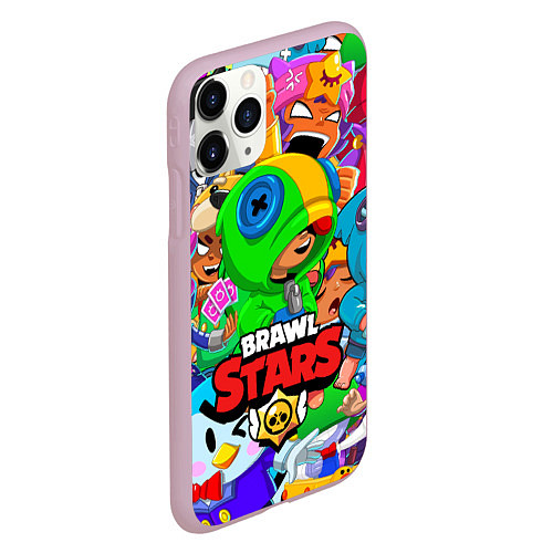 Чехол iPhone 11 Pro матовый BRAWL STARS LEON / 3D-Розовый – фото 2