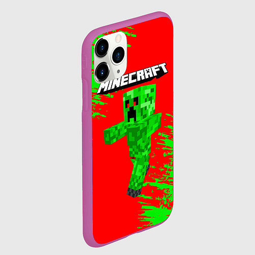 Чехол iPhone 11 Pro матовый MINECRAFT / 3D-Фиолетовый – фото 2
