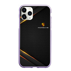 Чехол iPhone 11 Pro матовый PORSCHE, цвет: 3D-светло-сиреневый