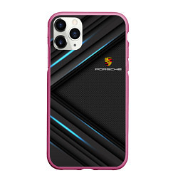 Чехол iPhone 11 Pro матовый PORSCHE, цвет: 3D-малиновый