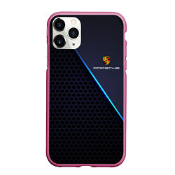 Чехол iPhone 11 Pro матовый PORSCHE, цвет: 3D-малиновый