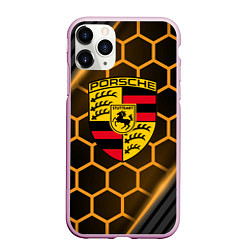 Чехол iPhone 11 Pro матовый PORSCHE, цвет: 3D-розовый