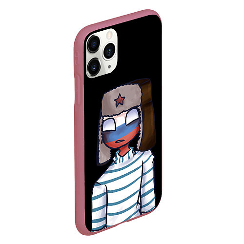 Чехол iPhone 11 Pro матовый CountryHumans - Россия / 3D-Малиновый – фото 2