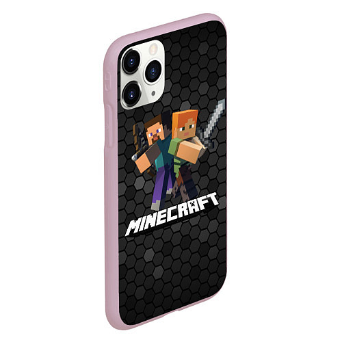 Чехол iPhone 11 Pro матовый Minecraft Майнкрафт / 3D-Розовый – фото 2