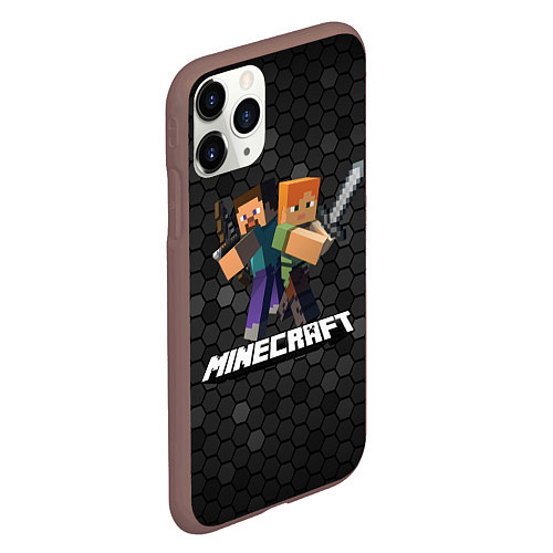 Чехол iPhone 11 Pro матовый Minecraft Майнкрафт / 3D-Коричневый – фото 2