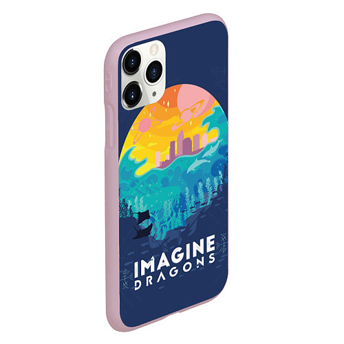 Чехол iPhone 11 Pro матовый Imagine Dragons / 3D-Розовый – фото 2