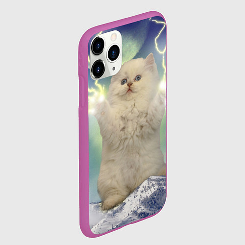 Чехол iPhone 11 Pro матовый Грозовой Котик / 3D-Фиолетовый – фото 2