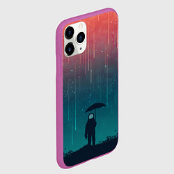 Чехол iPhone 11 Pro матовый Космический Дождь, цвет: 3D-фиолетовый — фото 2