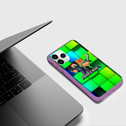 Чехол iPhone 11 Pro матовый MINECRAFT, цвет: 3D-фиолетовый — фото 2