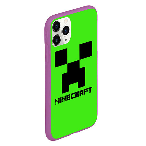 Чехол iPhone 11 Pro матовый MINECRAFT / 3D-Фиолетовый – фото 2