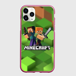 Чехол iPhone 11 Pro матовый MINECRAFT, цвет: 3D-малиновый