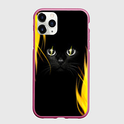 Чехол iPhone 11 Pro матовый Грозовой кошак, цвет: 3D-малиновый