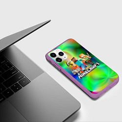 Чехол iPhone 11 Pro матовый MINECRAFT, цвет: 3D-фиолетовый — фото 2