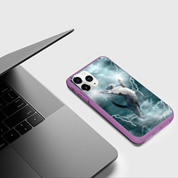 Чехол iPhone 11 Pro матовый Грозовой кошак, цвет: 3D-фиолетовый — фото 2