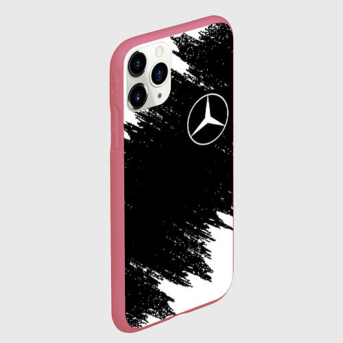 Чехол iPhone 11 Pro матовый MERCEDES / 3D-Малиновый – фото 2