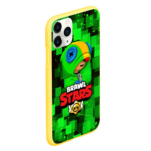 Чехол iPhone 11 Pro матовый BRAWL STARS LEON / 3D-Желтый – фото 2