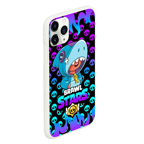 Чехол iPhone 11 Pro матовый Brawl stars leon shark / 3D-Белый – фото 2