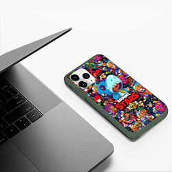 Чехол iPhone 11 Pro матовый BRAWL STARS: LEON SHARK, цвет: 3D-темно-зеленый — фото 2