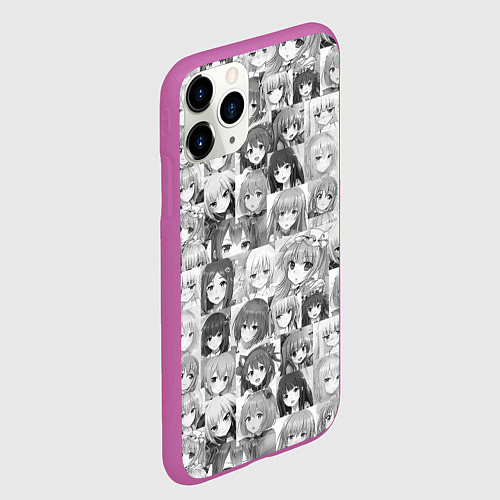 Чехол iPhone 11 Pro матовый Аниме девушки / 3D-Фиолетовый – фото 2