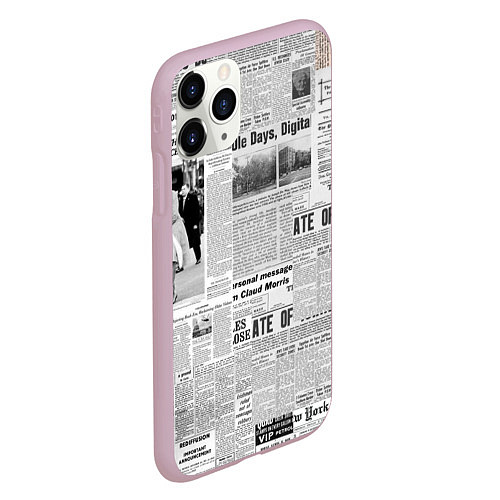 Чехол iPhone 11 Pro матовый Газета Newspaper / 3D-Розовый – фото 2