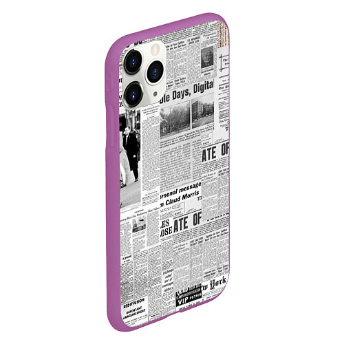 Чехол iPhone 11 Pro матовый Газета Newspaper / 3D-Фиолетовый – фото 2