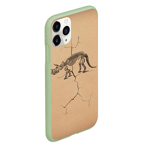 Чехол iPhone 11 Pro матовый Triceratops skeleton / 3D-Салатовый – фото 2