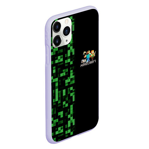 Чехол iPhone 11 Pro матовый MINECRAFT / 3D-Светло-сиреневый – фото 2