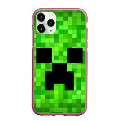 Чехол iPhone 11 Pro матовый MINECRAFT, цвет: 3D-малиновый