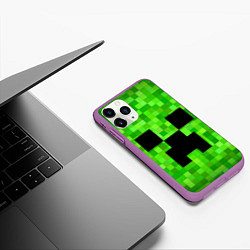 Чехол iPhone 11 Pro матовый MINECRAFT, цвет: 3D-фиолетовый — фото 2