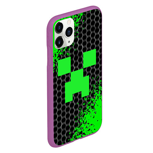 Чехол iPhone 11 Pro матовый MINECRAFT / 3D-Фиолетовый – фото 2