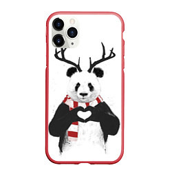 Чехол iPhone 11 Pro матовый Рогатый панда, цвет: 3D-красный