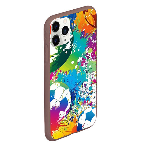 Чехол iPhone 11 Pro матовый Football Paints / 3D-Коричневый – фото 2