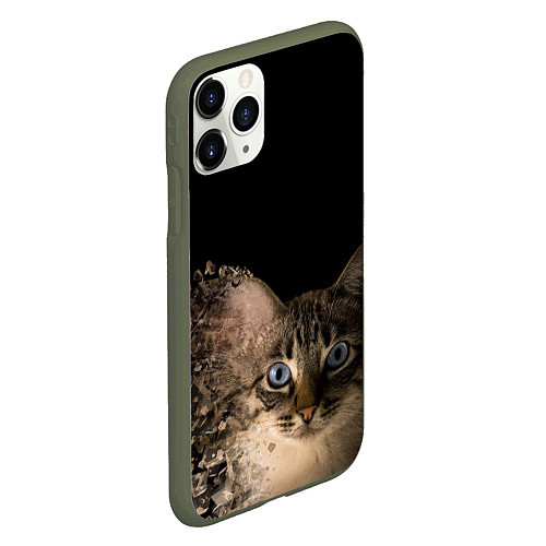 Чехол iPhone 11 Pro матовый Disintegrating Cat / 3D-Темно-зеленый – фото 2