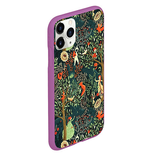 Чехол iPhone 11 Pro матовый Abstraction Pattern / 3D-Фиолетовый – фото 2