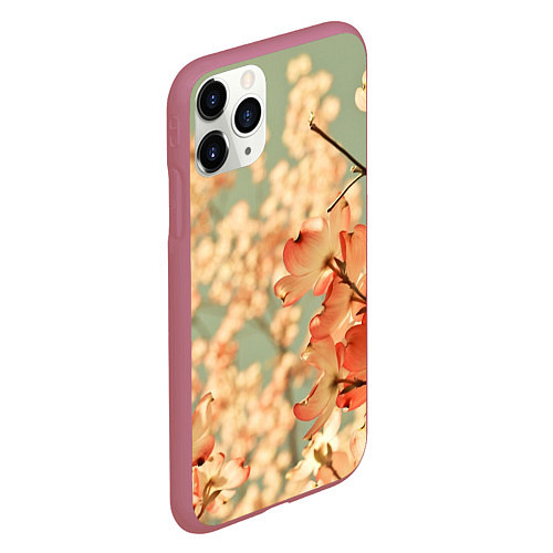 Чехол iPhone 11 Pro матовый Flowers / 3D-Малиновый – фото 2