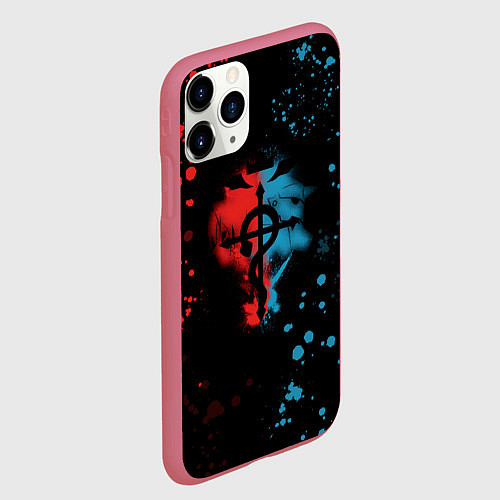 Чехол iPhone 11 Pro матовый Стальной алхимик / 3D-Малиновый – фото 2