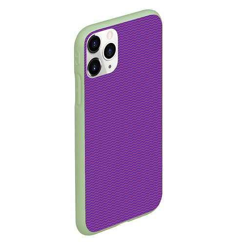 Чехол iPhone 11 Pro матовый Фиолетовая волна / 3D-Салатовый – фото 2