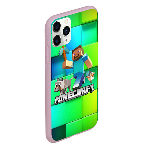 Чехол iPhone 11 Pro матовый MINECRAFT / 3D-Розовый – фото 2