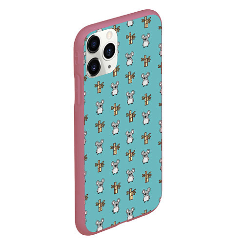 Чехол iPhone 11 Pro матовый Koala bambuk / 3D-Малиновый – фото 2